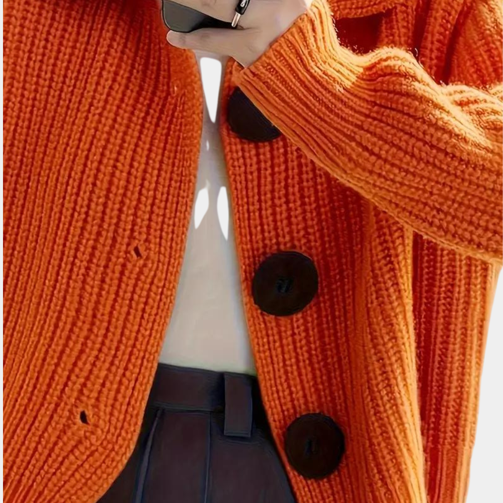 Gekürzte Strickjacke aus Rippenstrick für Frauen