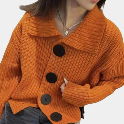 Gekürzte Strickjacke aus Rippenstrick für Frauen