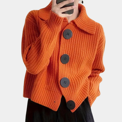 Gekürzte Strickjacke aus Rippenstrick für Frauen