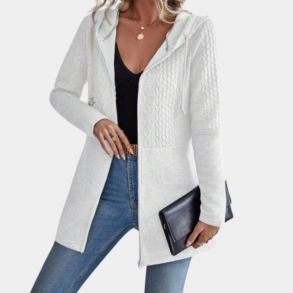 Strickjacke mit Kapuze und Reißverschluss für Frauen