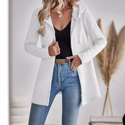 Strickjacke mit Kapuze und Reißverschluss für Frauen