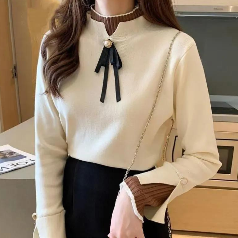Modischer Pullover mit hohem Kragen für Damen