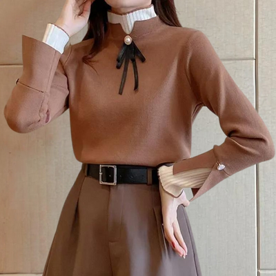 Modischer Pullover mit hohem Kragen für Damen