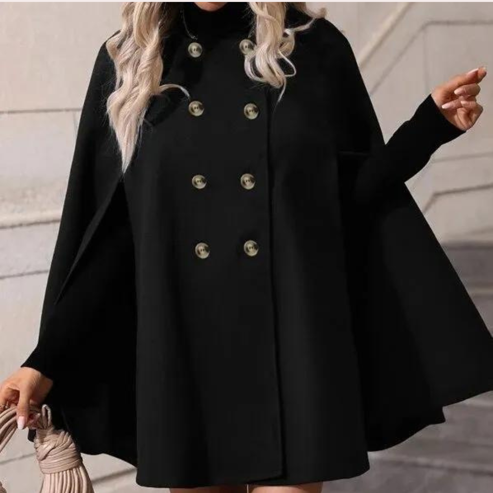 Schwarzer Doppelreihiger Trechcoat für Damen