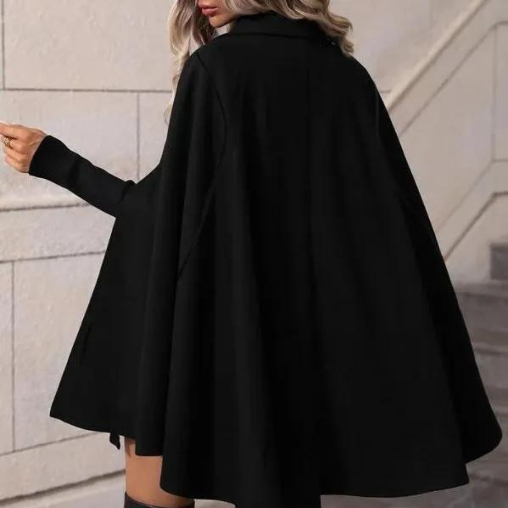 Schwarzer Doppelreihiger Trechcoat für Damen