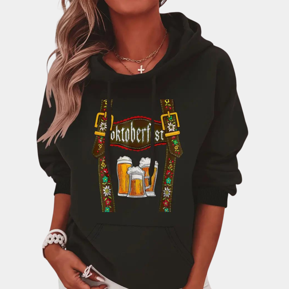 Damen Schwarz Kapuzenpulli | Oktoberfest
