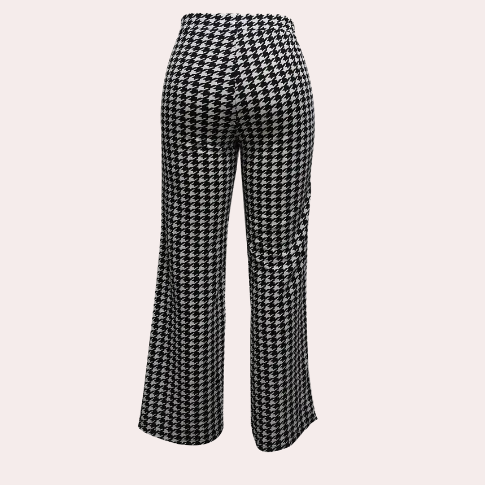 Weit geschnittene Hahnentritt-Hose für Damen