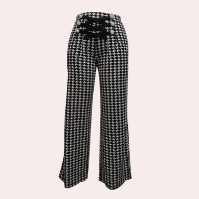 Weit geschnittene Hahnentritt-Hose für Damen
