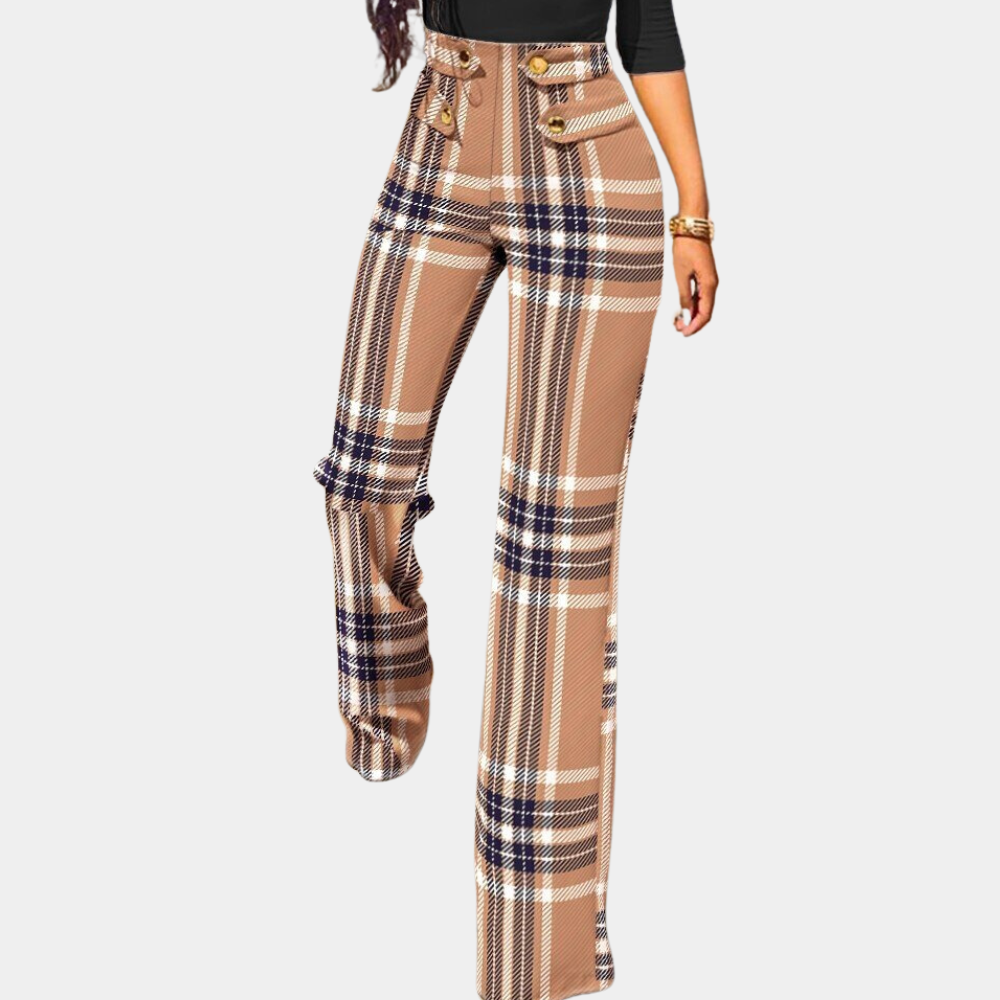 Weit geschnittene Hahnentritt-Hose für Damen