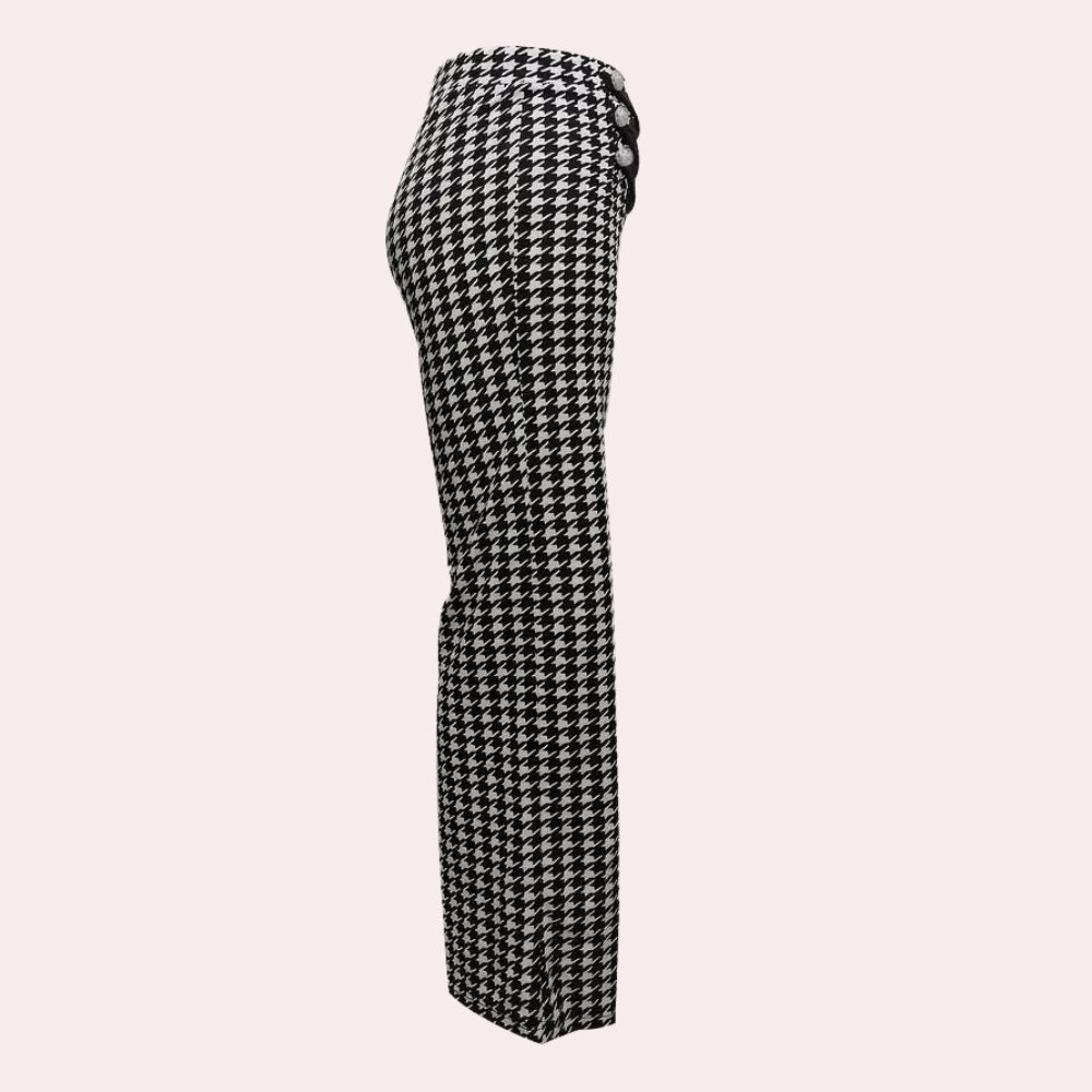 Weit geschnittene Hahnentritt-Hose für Damen