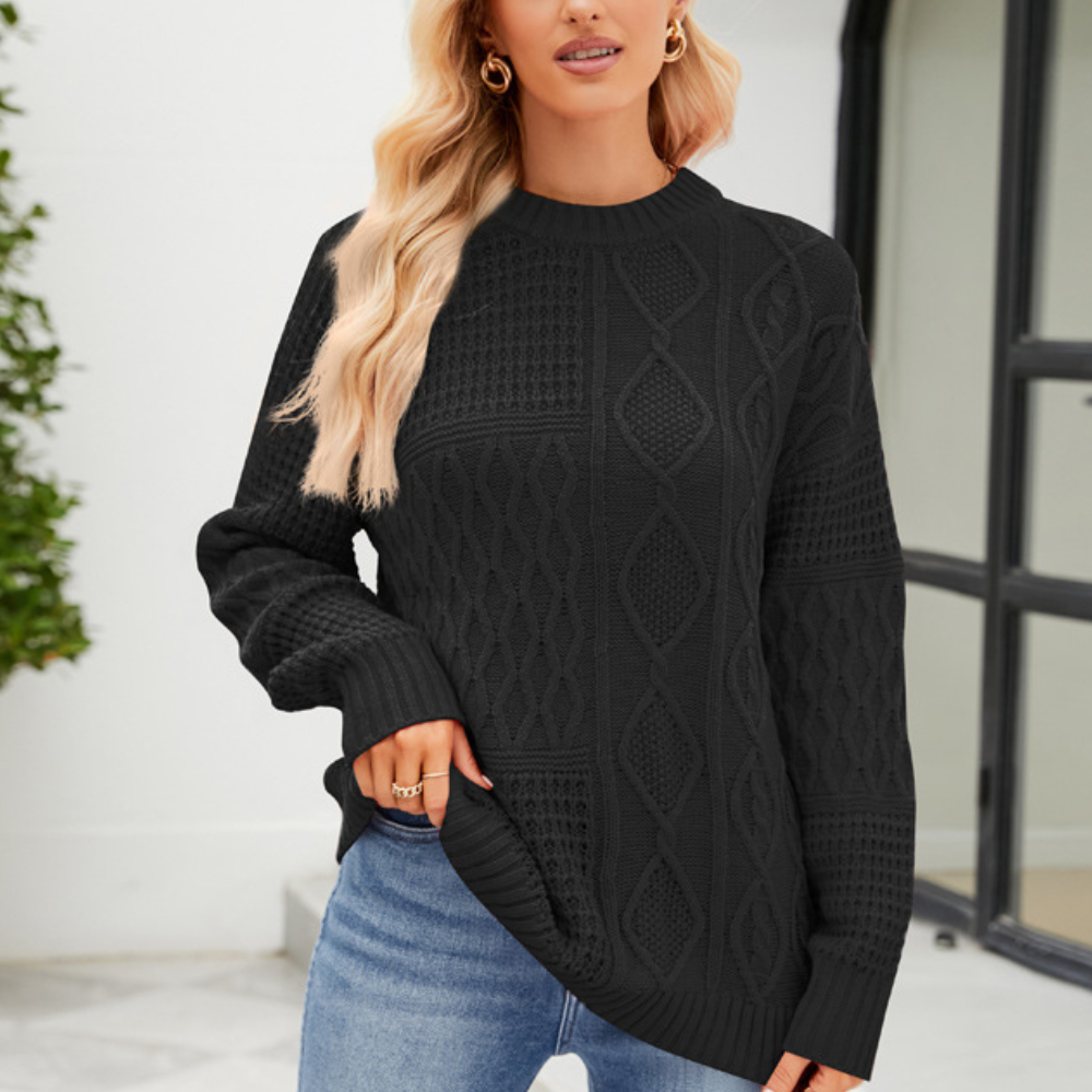 Eleganter Pullover aus Zopfstrick für Frauen