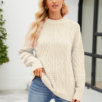 Eleganter Pullover aus Zopfstrick für Frauen