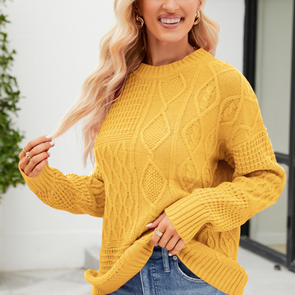 Eleganter Pullover aus Zopfstrick für Frauen