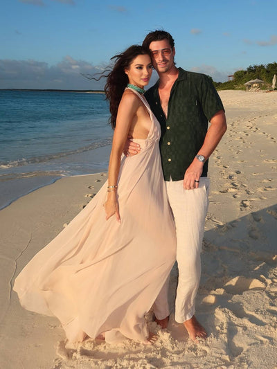 Camille | Langes Drapiertes Kleid mit Rückenfreiem Schnitt