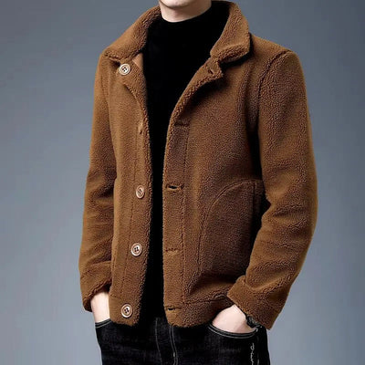 Herren Winterlicher Plüsch Wollmantel Warm