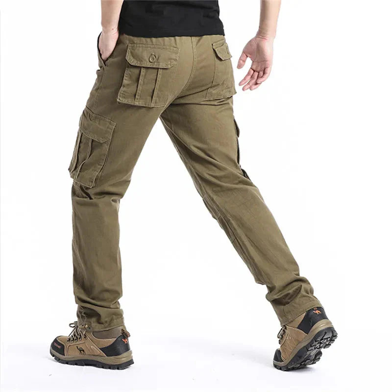 Cargohose – Elastischer Bund – Baumwolle – Gerade geschnittene Hose – Herrenhose