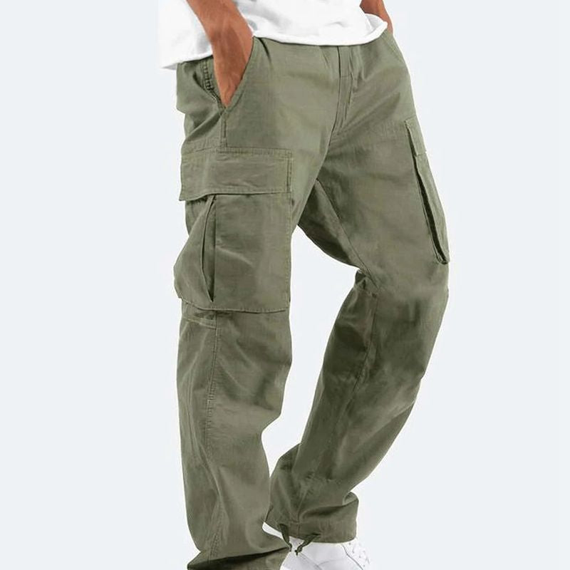 Cargohose - Herren Cargohose mit geradem Bein und Kordelzug, mit Taschen