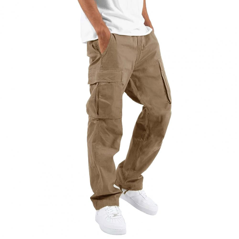 Cargohose - Herren Cargohose mit geradem Bein und Kordelzug, mit Taschen