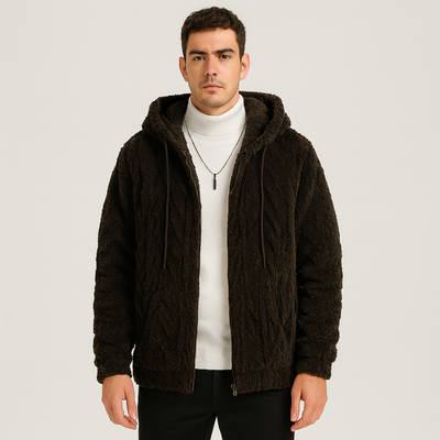 Calum | Einfarbige Fleecejacke mit Kapuze für Herren