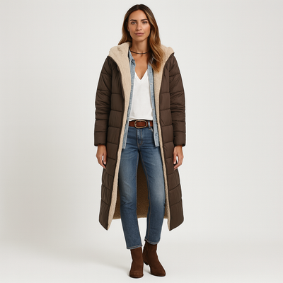 Amara | Wendbarer Wintermantel mit flauschiger Kapuze für Damen