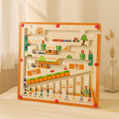 Magnetisches Pilz-Sortierbrett – Zählpuzzle mit Stift und Perlenlabyrinth