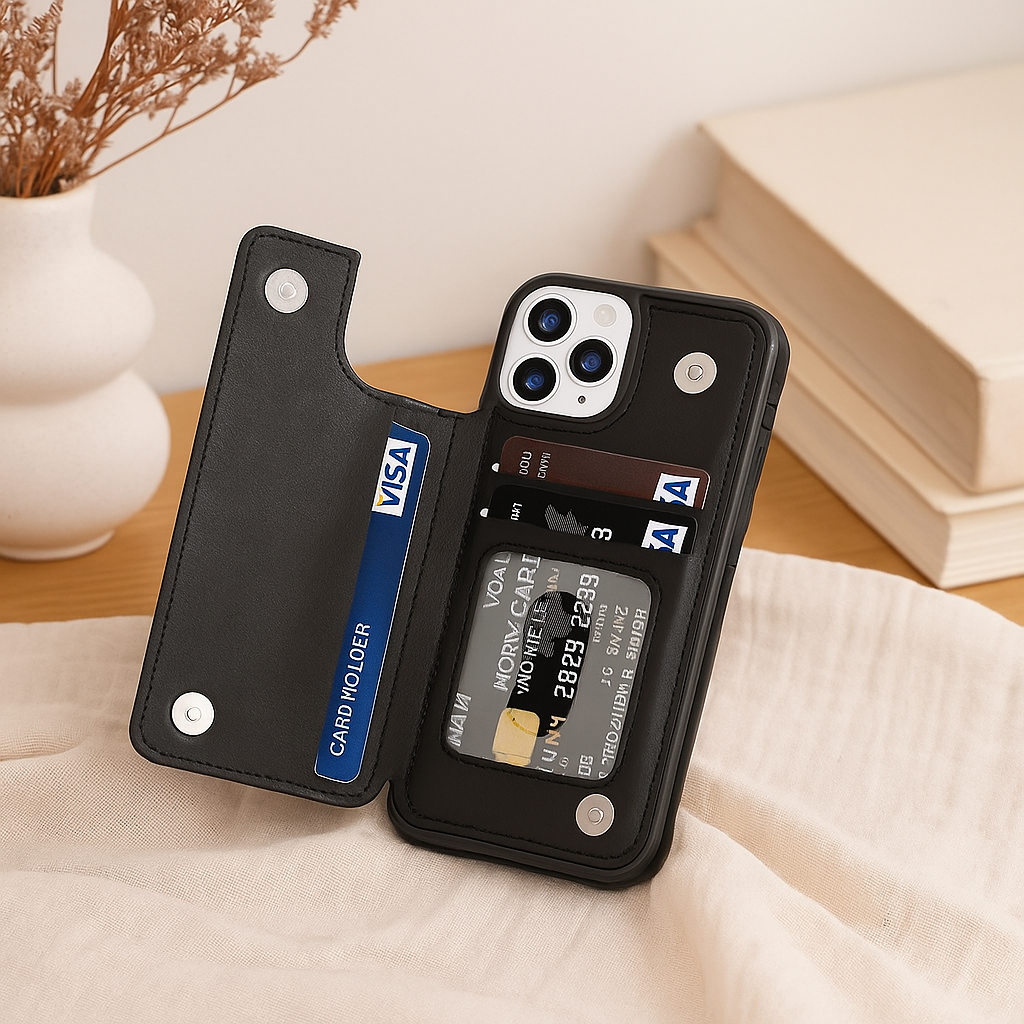 LeatherGuard | Luxuriöses Lederetui mit Kartenfächern und magnetischer Verschluss | Schulte