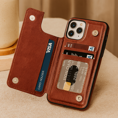 LeatherGuard | Luxuriöses Lederetui mit Kartenfächern und magnetischer Verschluss | Schulte