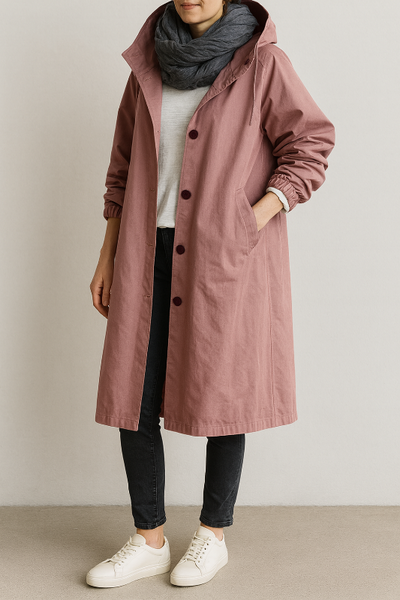 Langer wasserabweisender Damenmantel mit verstellbarer Kapuze für Winter und Regen – Damenmäntel