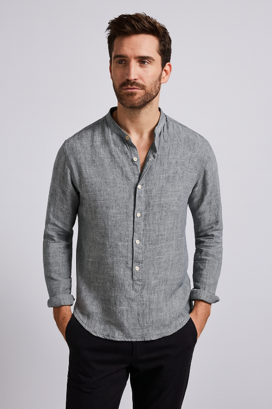 Herren Leinenhemd Langarm für Elegante Anlässe - Klassische Hemden Herren