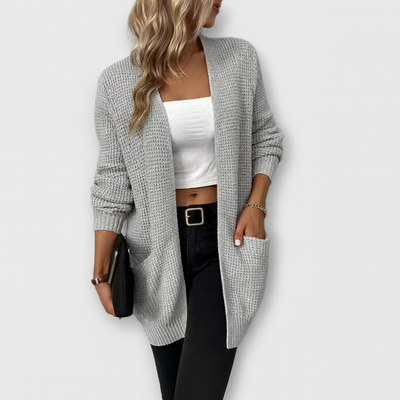 Schwarze Strickjacke mit offener Front – Müheloser Stil