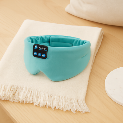 3D Musik-Schlafmaske – Eisfaser, Null-Druck, 100 % Lichtblockierung mit Kopfhörern & Etui