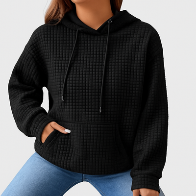 Kapuzenpullover in großen Größen – Strukturstrick mit Kordelzug & lockerer Passfor