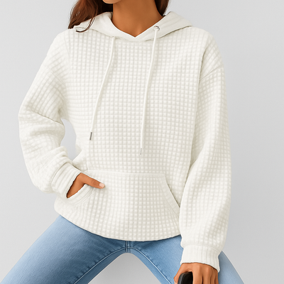 Kapuzenpullover in großen Größen – Strukturstrick mit Kordelzug & lockerer Passfor