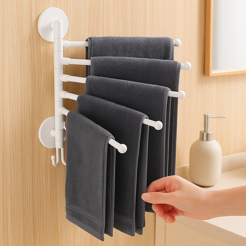 FlexiRack – Zusammenklappbare, rotierende Wandhalterung und Handtuchhalter