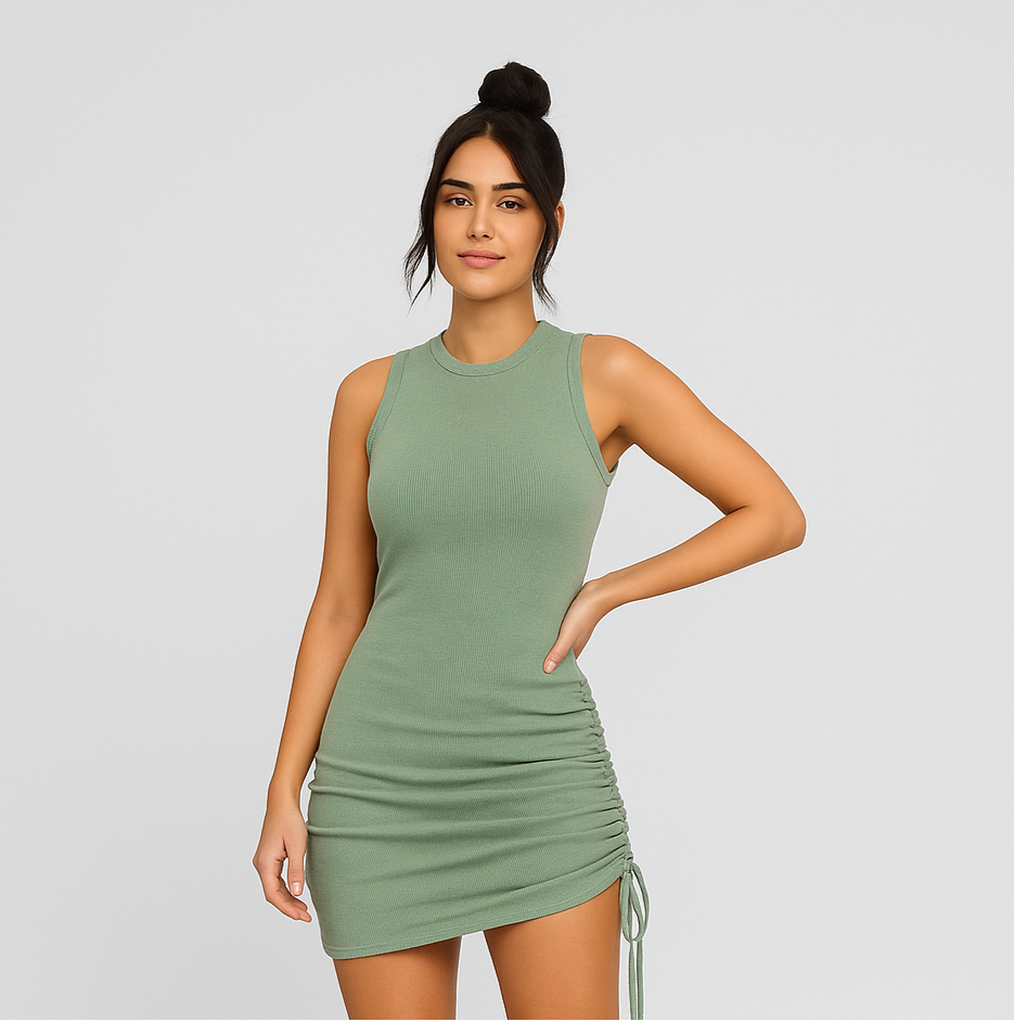 Sophie Strukturierte Ärmellose Minikleid – Moderner Chic Design