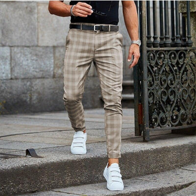 Chinos - Herren karierte Slim Fit Stretch Chino Hose