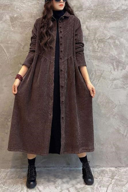 Warmer Winddichter Kordmantel für Damen
