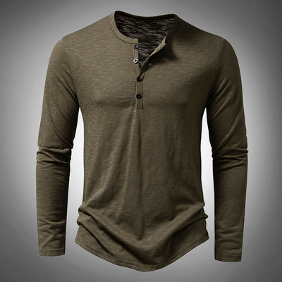 Vincenzo Henley-Shirt mit langen Ärmeln