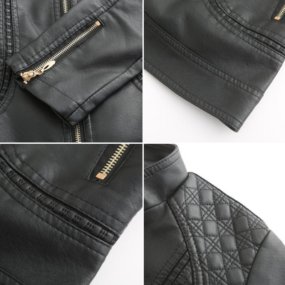 Schicke Lederjacke im Moto-Stil für Damen