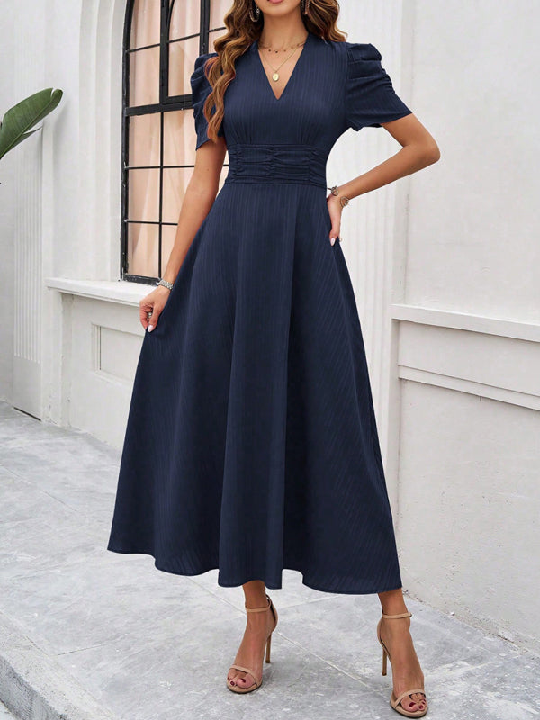 Dame Cocktail Midi-Kleid mit Puffärmeln