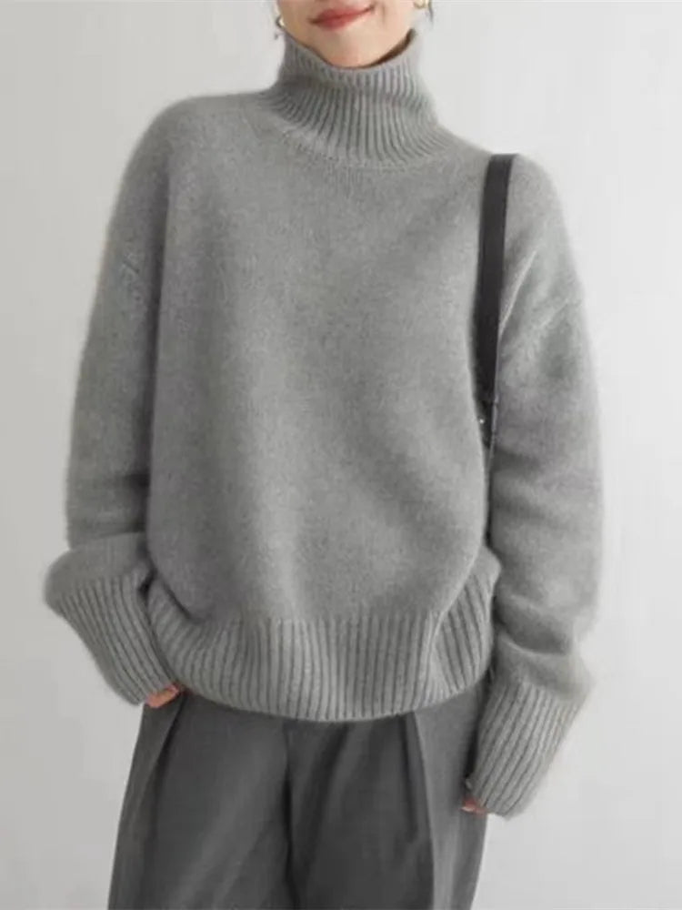 Rollkragenpullover mit Übergröße für Frauen