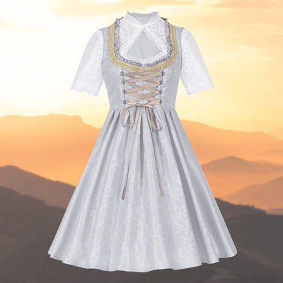 Damen Hellgrau Oktoberfest Dirndl Kleid