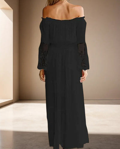 Ayla - langes spitzenkleid in weiß und schwarz