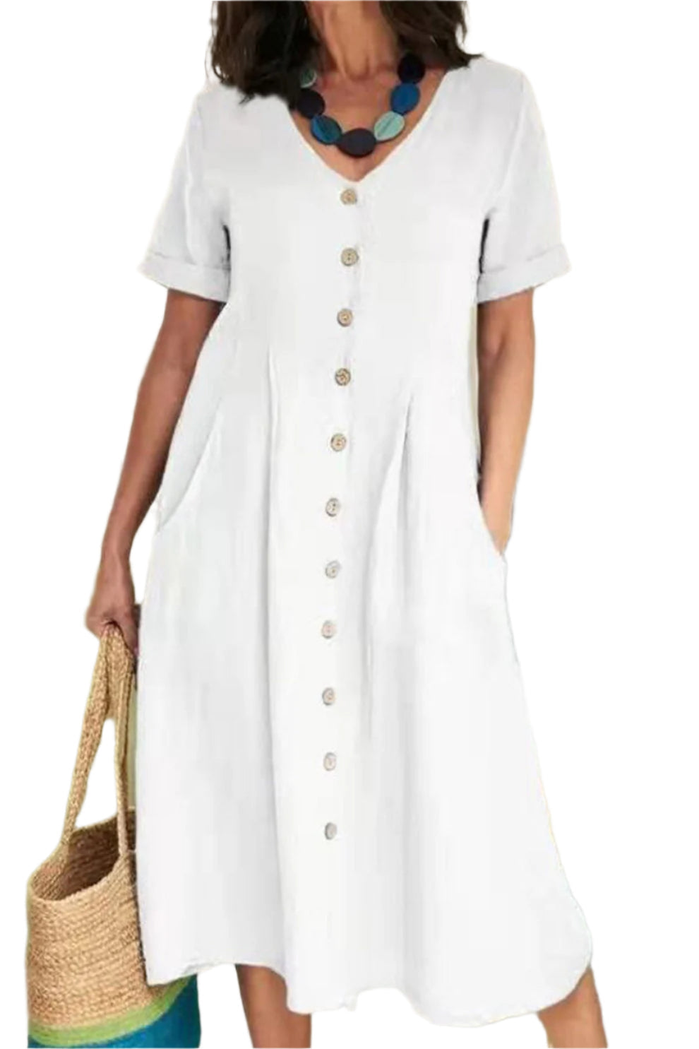 Kurzes, ärmelloses Midi-Kleid für Frauen