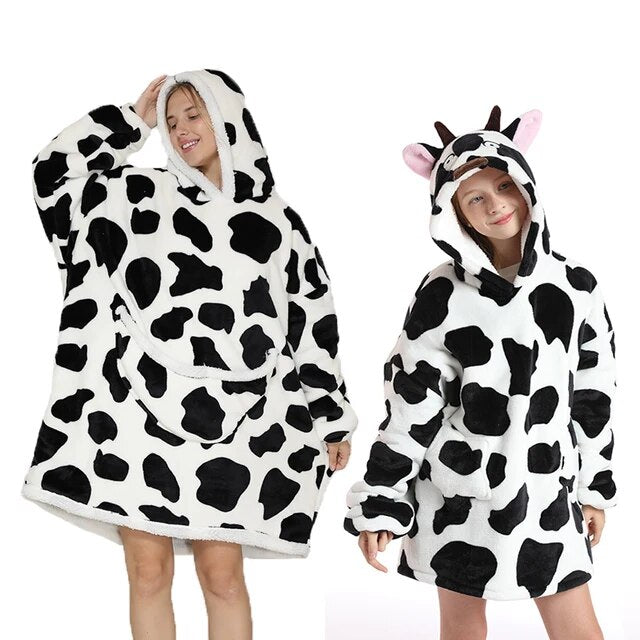 Kapuzenpulli mit Decke für Mutter und Tochter