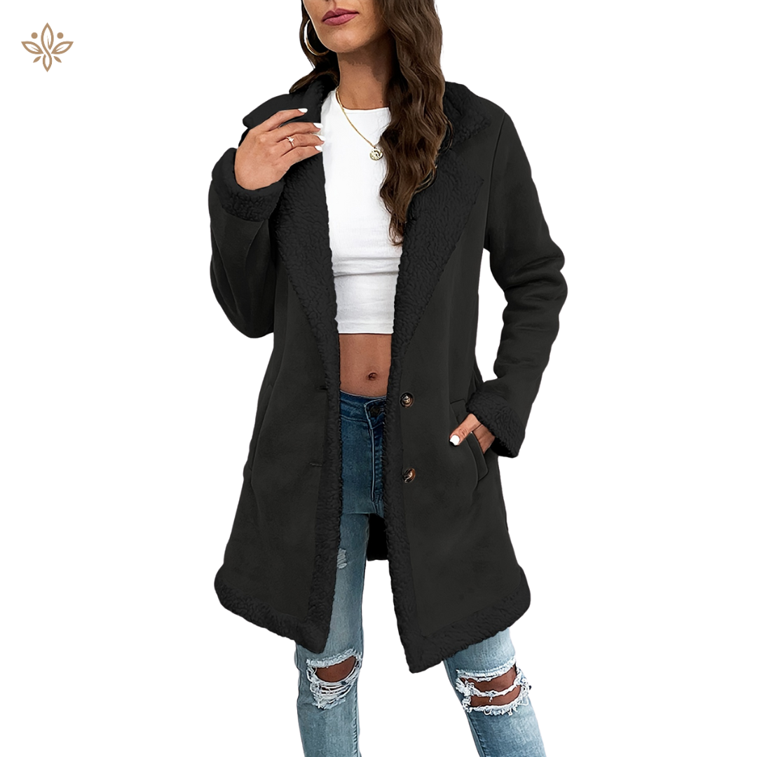 Mittellange Jacke mit Aufgesetzten Taschen für Damen