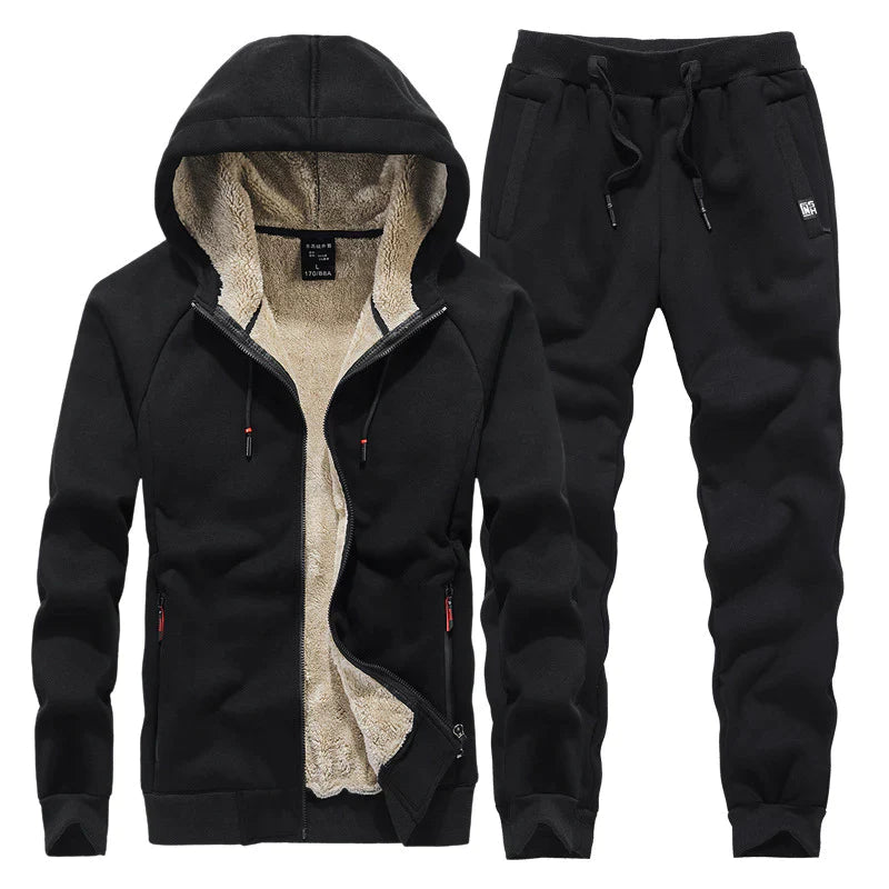 Lässiges Fleece-gefüttertes Trainingsanzug-Set für Herren
