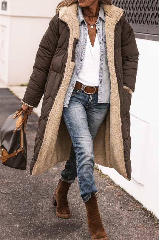 Damen-Daunenjacke mit Kapuze und Reißverschluss – warm, stilvoll für den Alltag und auf Reisen