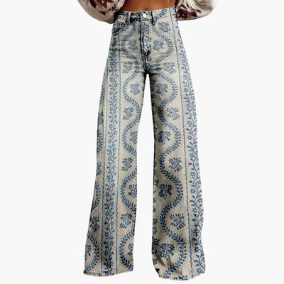 Damen Bedruckte Hose mit weitem Bein