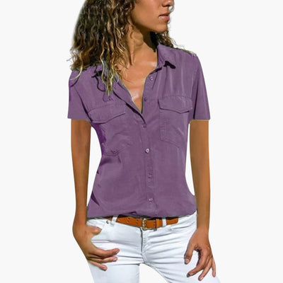 Damen Hemd Mit Knopfleiste Kurzarm Sommerbluse